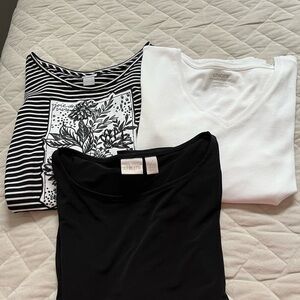 3 Chico's Black and White Tops Set - size 2(12)